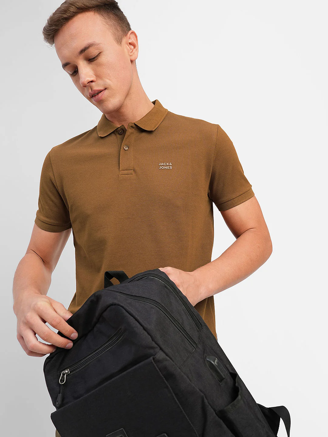 Dark Brown Polo Neck T-shirt