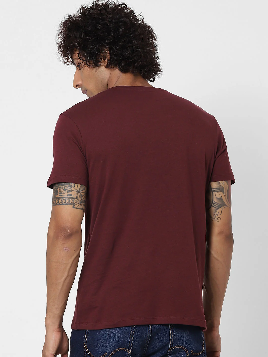 Maroon Graphic Logo Print Crew Neck T-shirt - Image 4