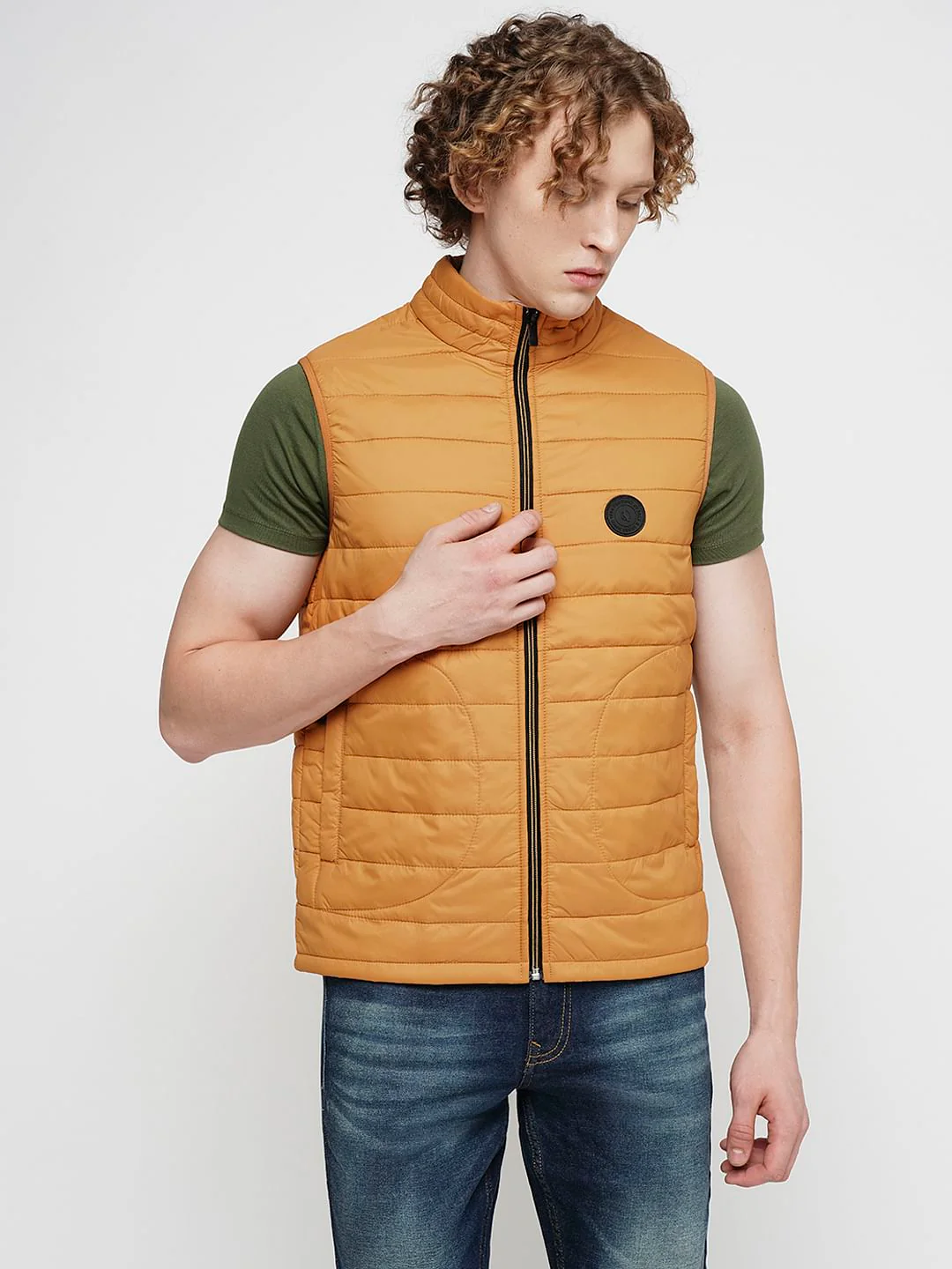 PRODUKT by JACK&JONES Bright Orange Sleeveless Puffer Vest - Image 2