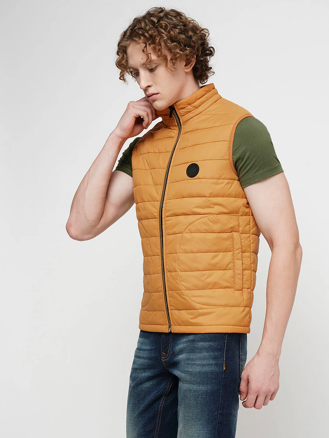 PRODUKT by JACK&JONES Bright Orange Sleeveless Puffer Vest - Image 3