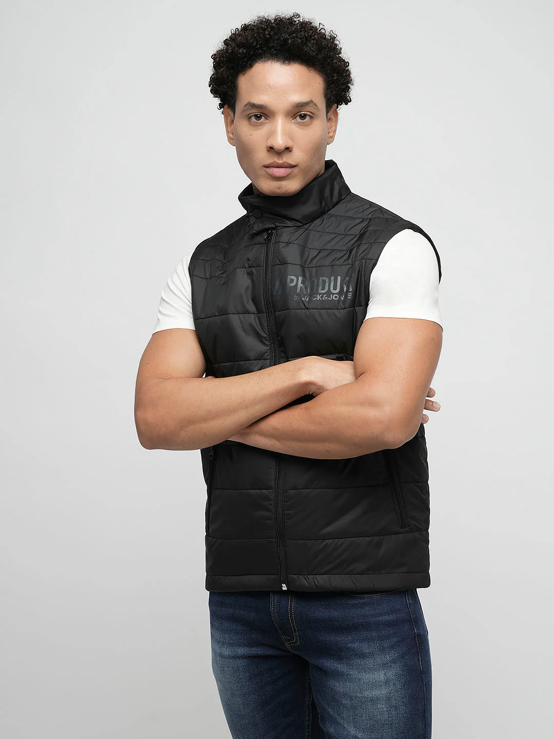 PRODUKT by JACK&JONES Black Sleeveless Puffer Jacket - Image 3