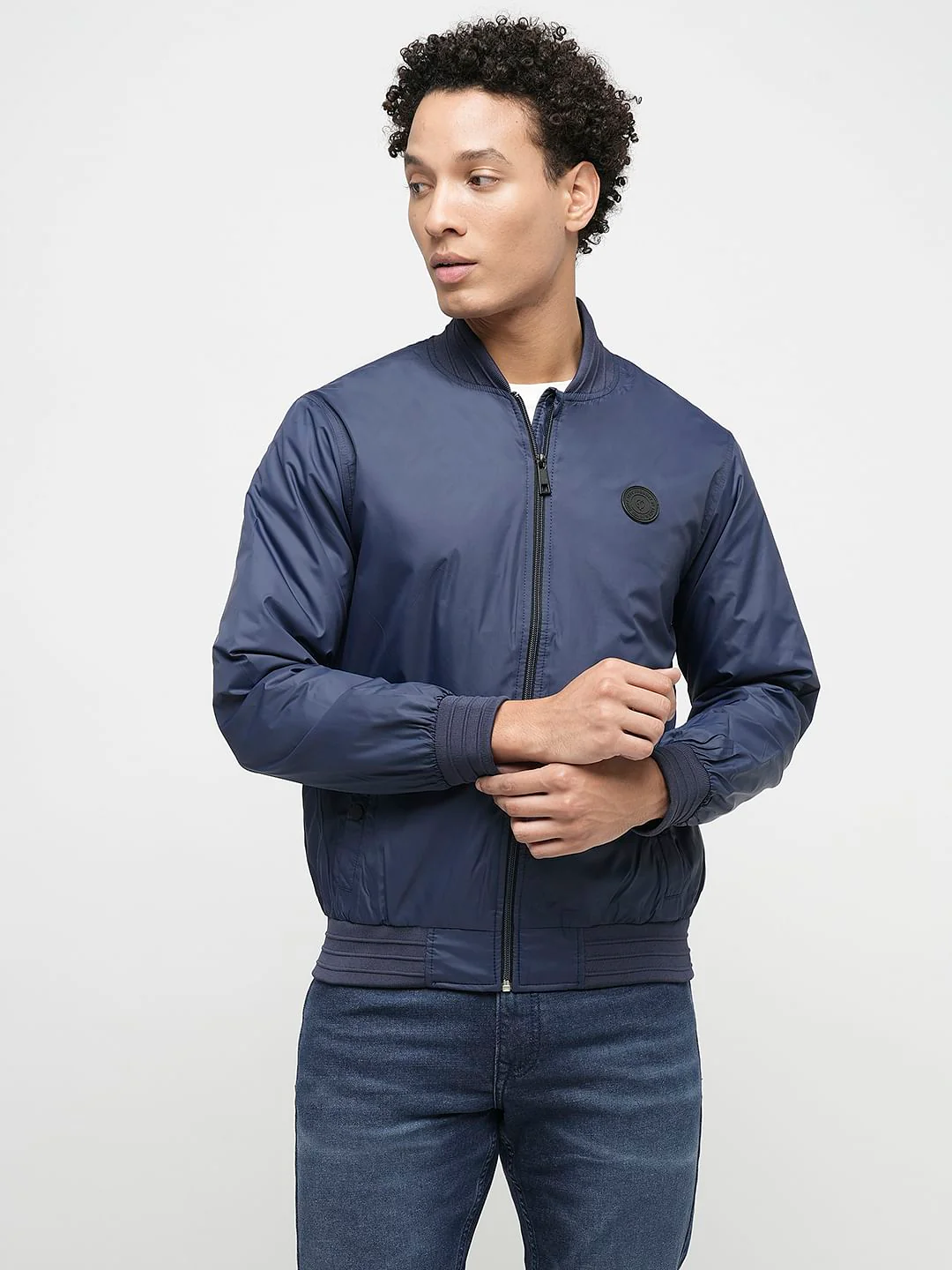 PRODUKT by JACK&JONES Blue Zip-Up Bomber Jacket - Image 2