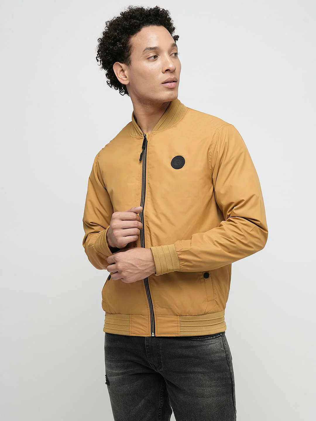 PRODUKT by JACK&JONES Beige Zip-Up Bomber Jacket - Image 2