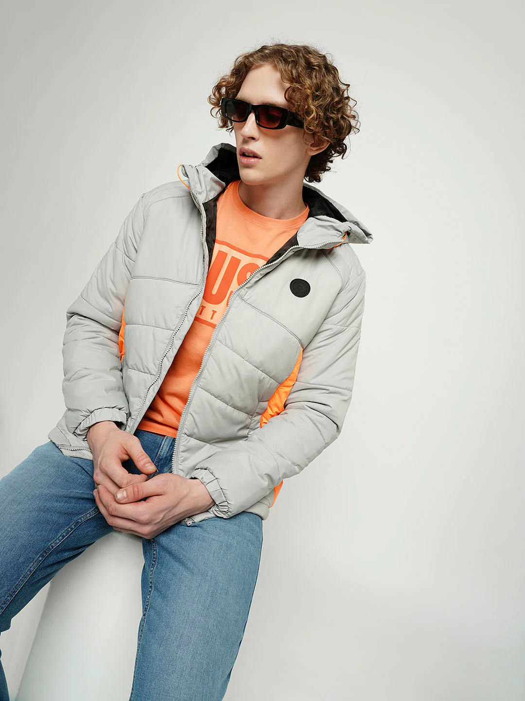 PRODUKT by JACK&JONES Grey Hooded Puffer Jacket