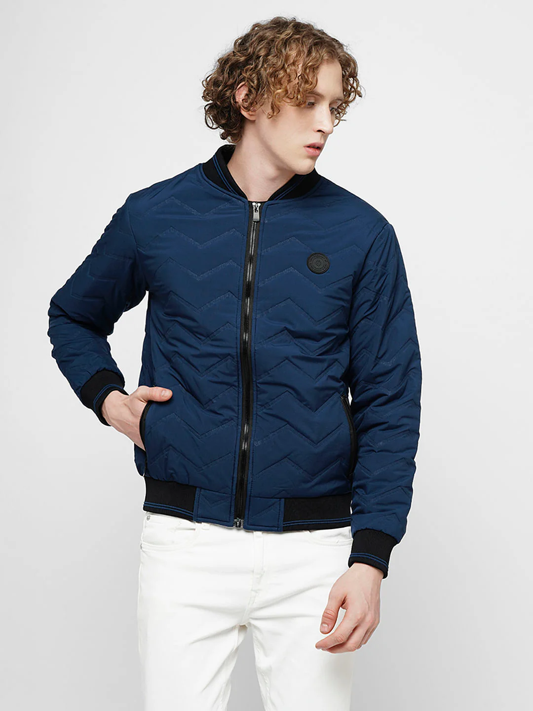PRODUKT by JACK&JONES Dark Blue Quilted Bomber Jacket - Image 2