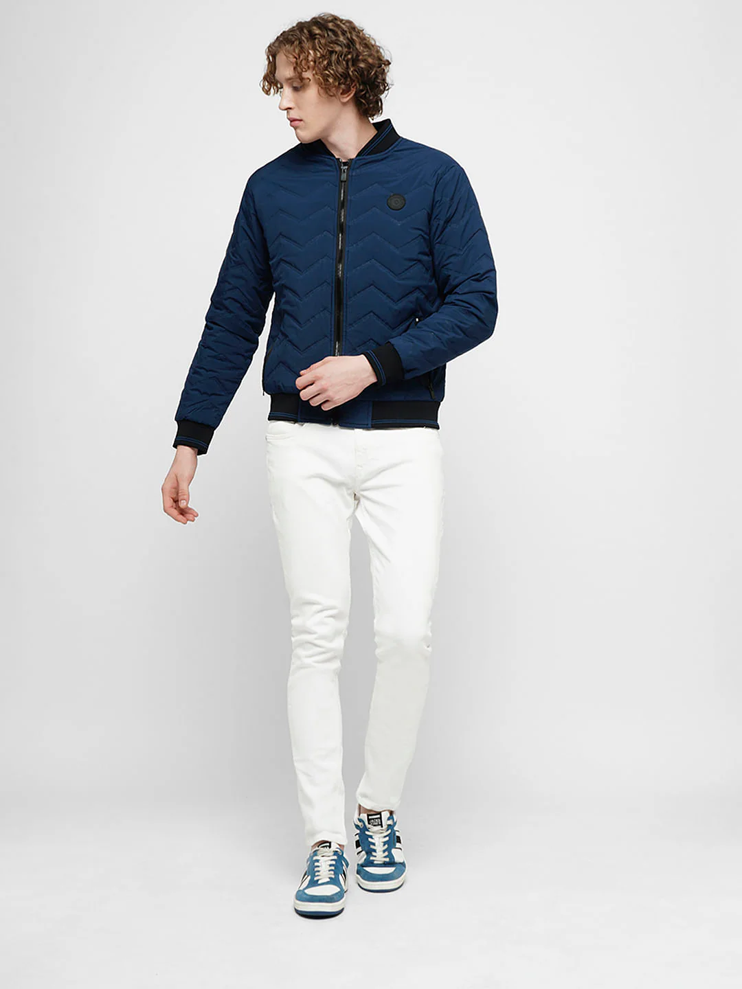 PRODUKT by JACK&JONES Dark Blue Quilted Bomber Jacket - Image 5