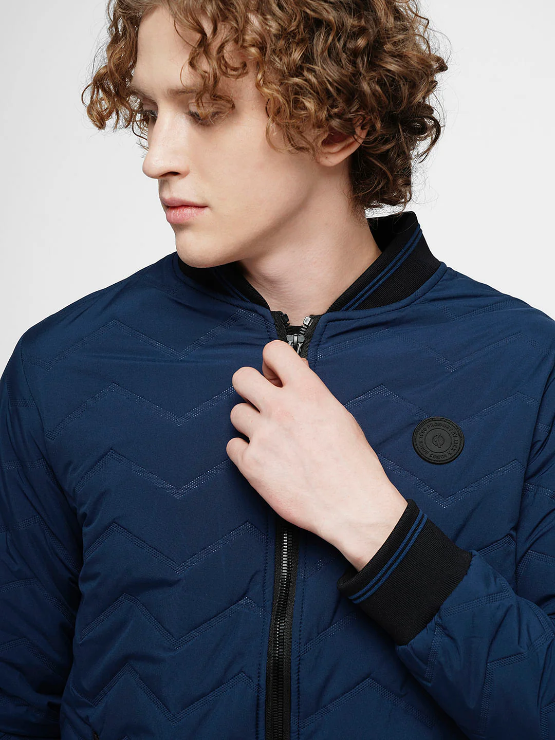 PRODUKT by JACK&JONES Dark Blue Quilted Bomber Jacket - Image 6