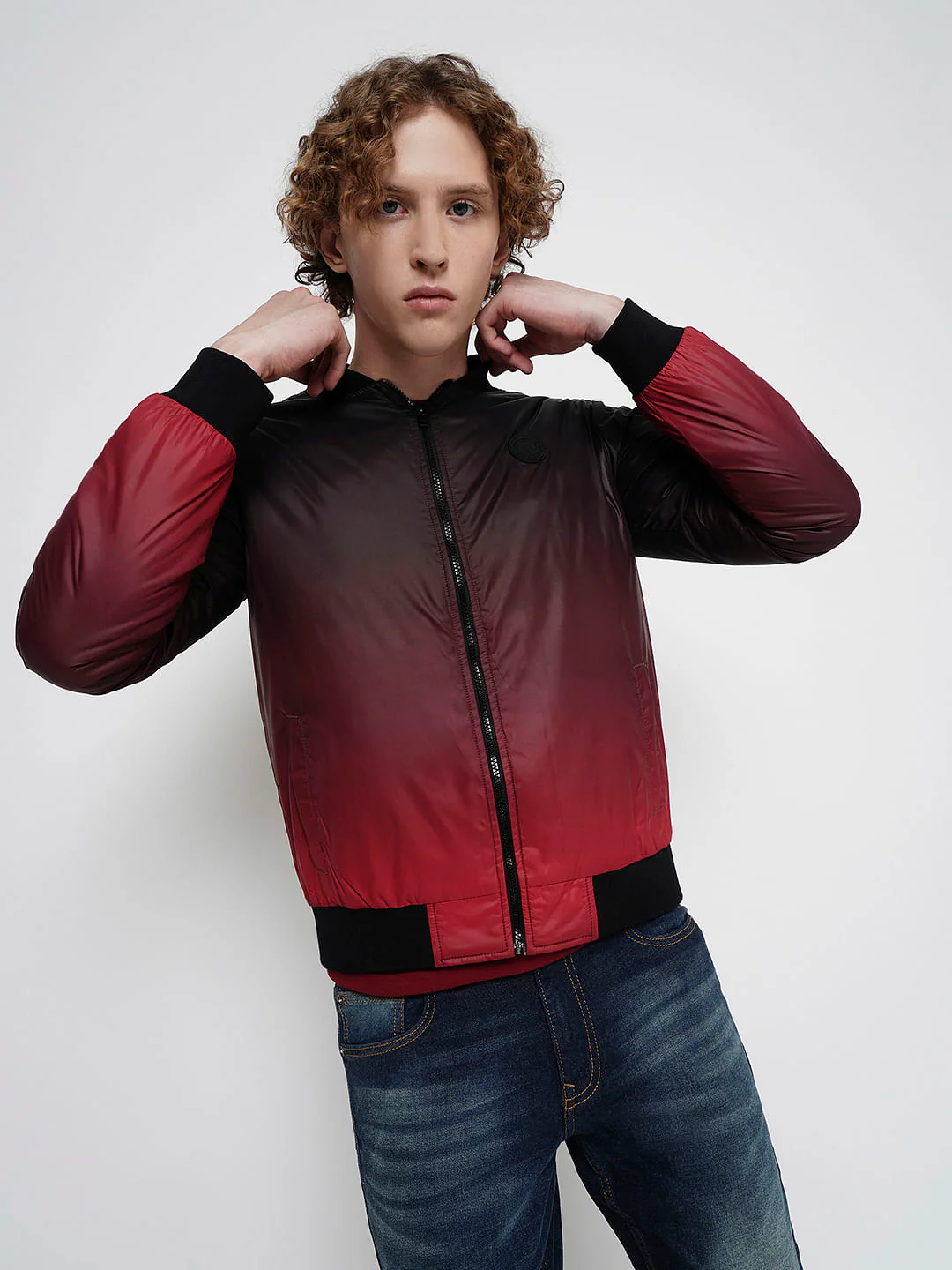 PRODUKT by JACK&JONES Dark Red Ombre Bomber Jacket