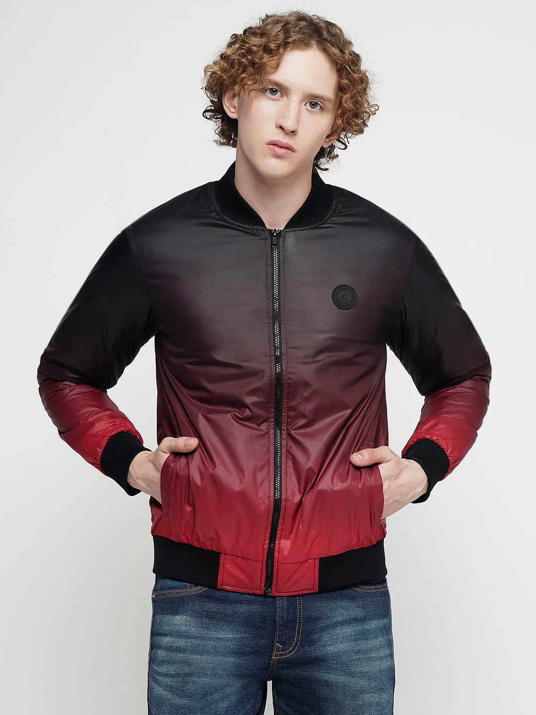 PRODUKT by JACK&JONES Dark Red Ombre Bomber Jacket - Image 2