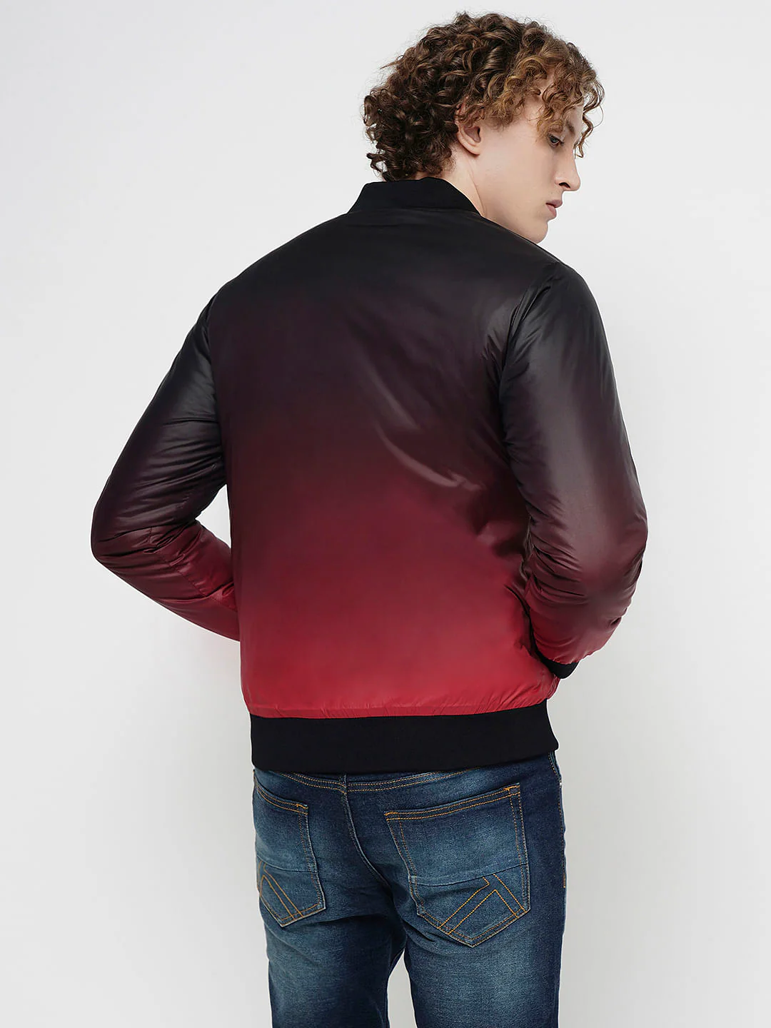 PRODUKT by JACK&JONES Dark Red Ombre Bomber Jacket - Image 3