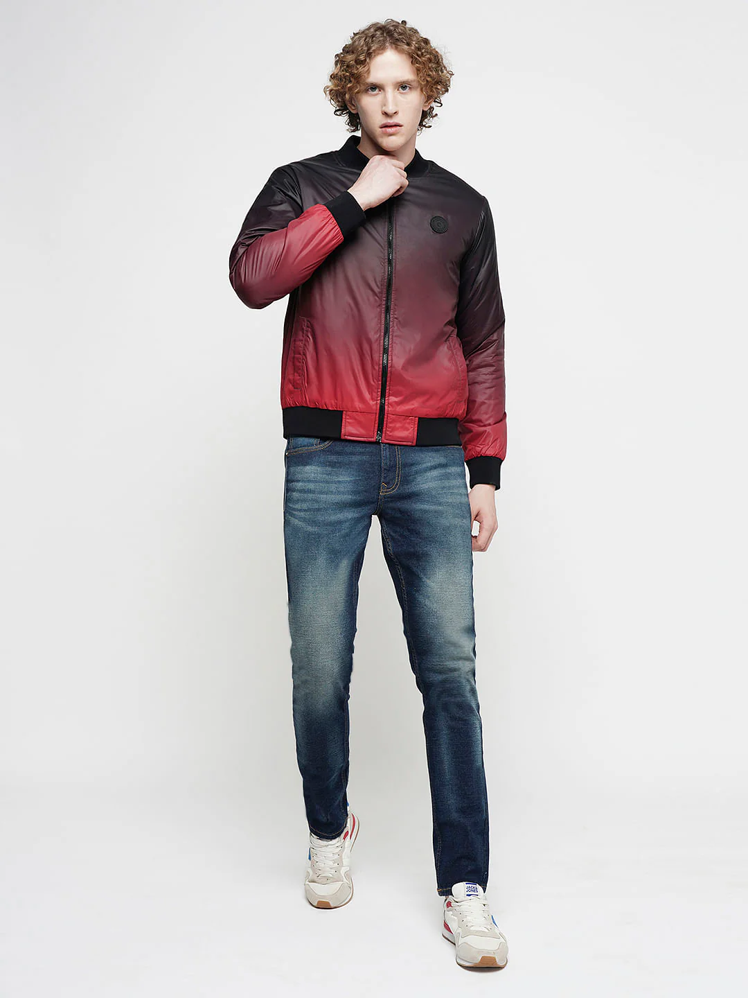 PRODUKT by JACK&JONES Dark Red Ombre Bomber Jacket - Image 4