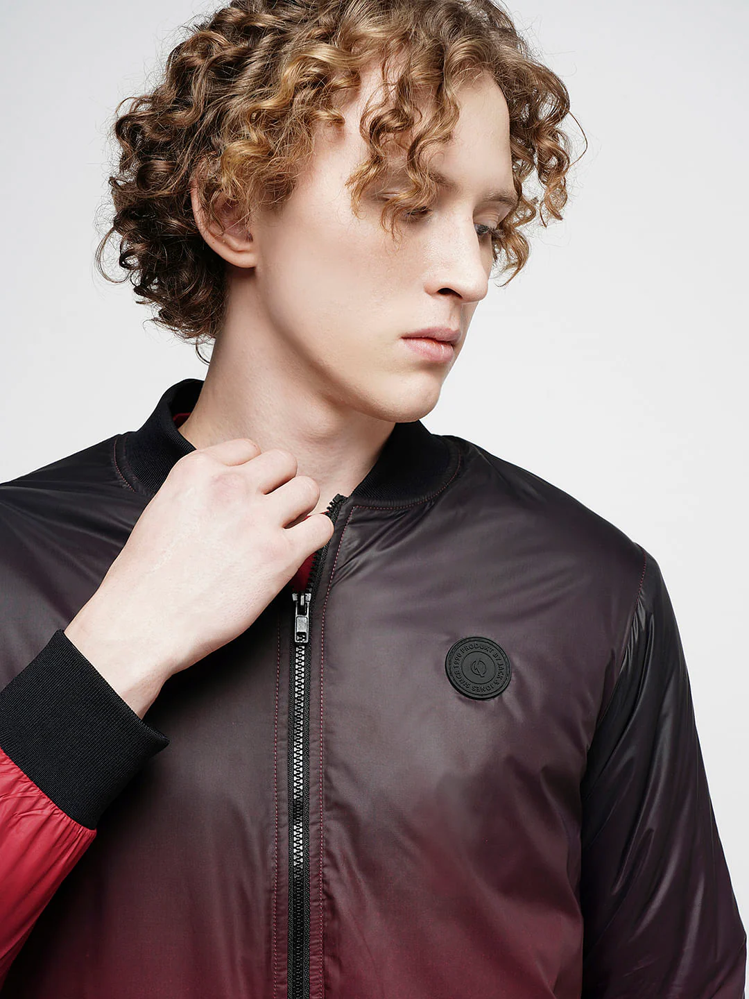 PRODUKT by JACK&JONES Dark Red Ombre Bomber Jacket - Image 5