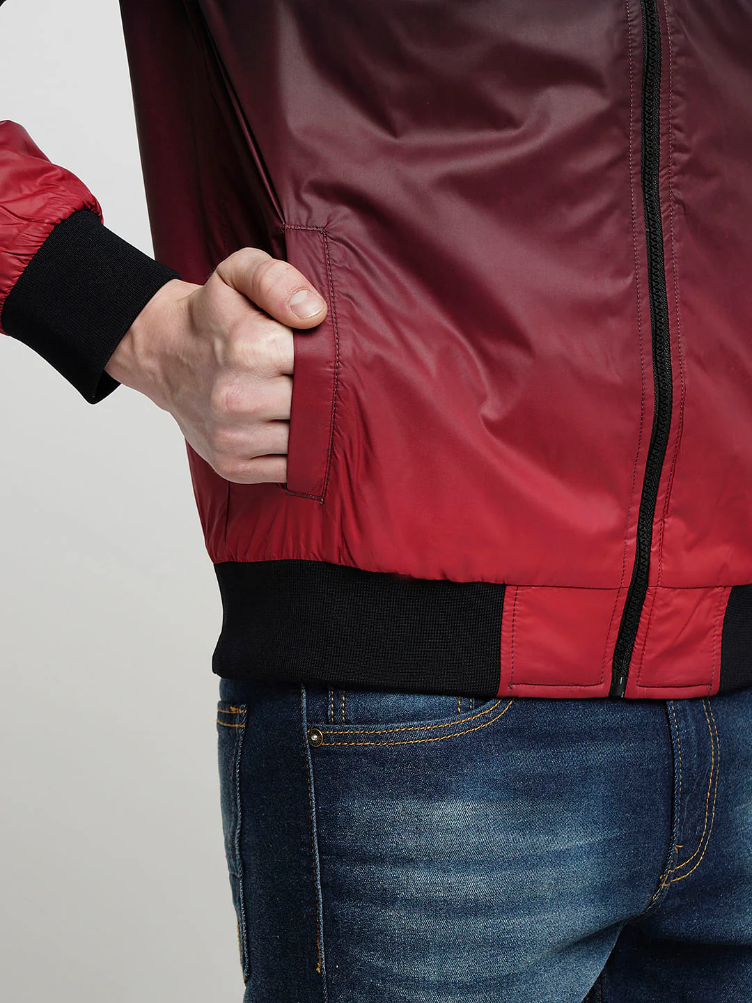 PRODUKT by JACK&JONES Dark Red Ombre Bomber Jacket - Image 7
