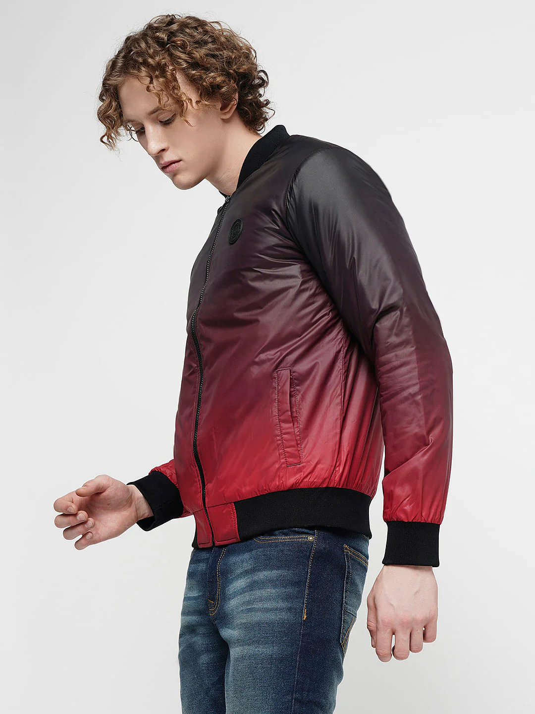 PRODUKT by JACK&JONES Dark Red Ombre Bomber Jacket - Image 8