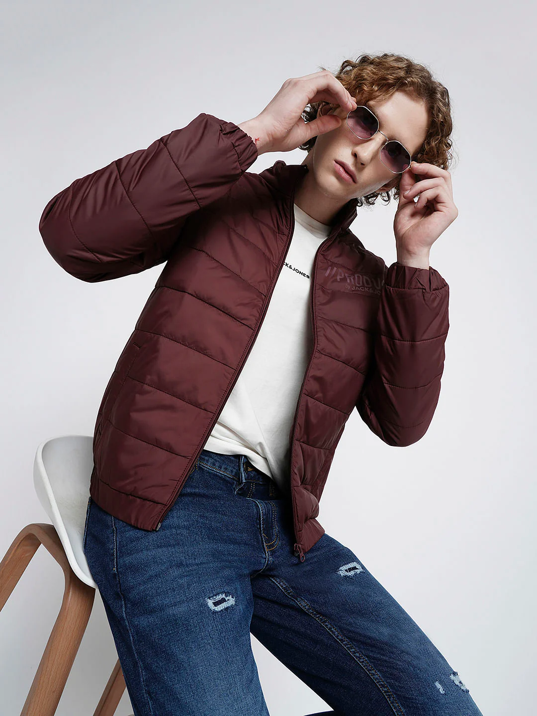 PRODUKT by JACK&JONES Red Logo Print Puffer Jacket