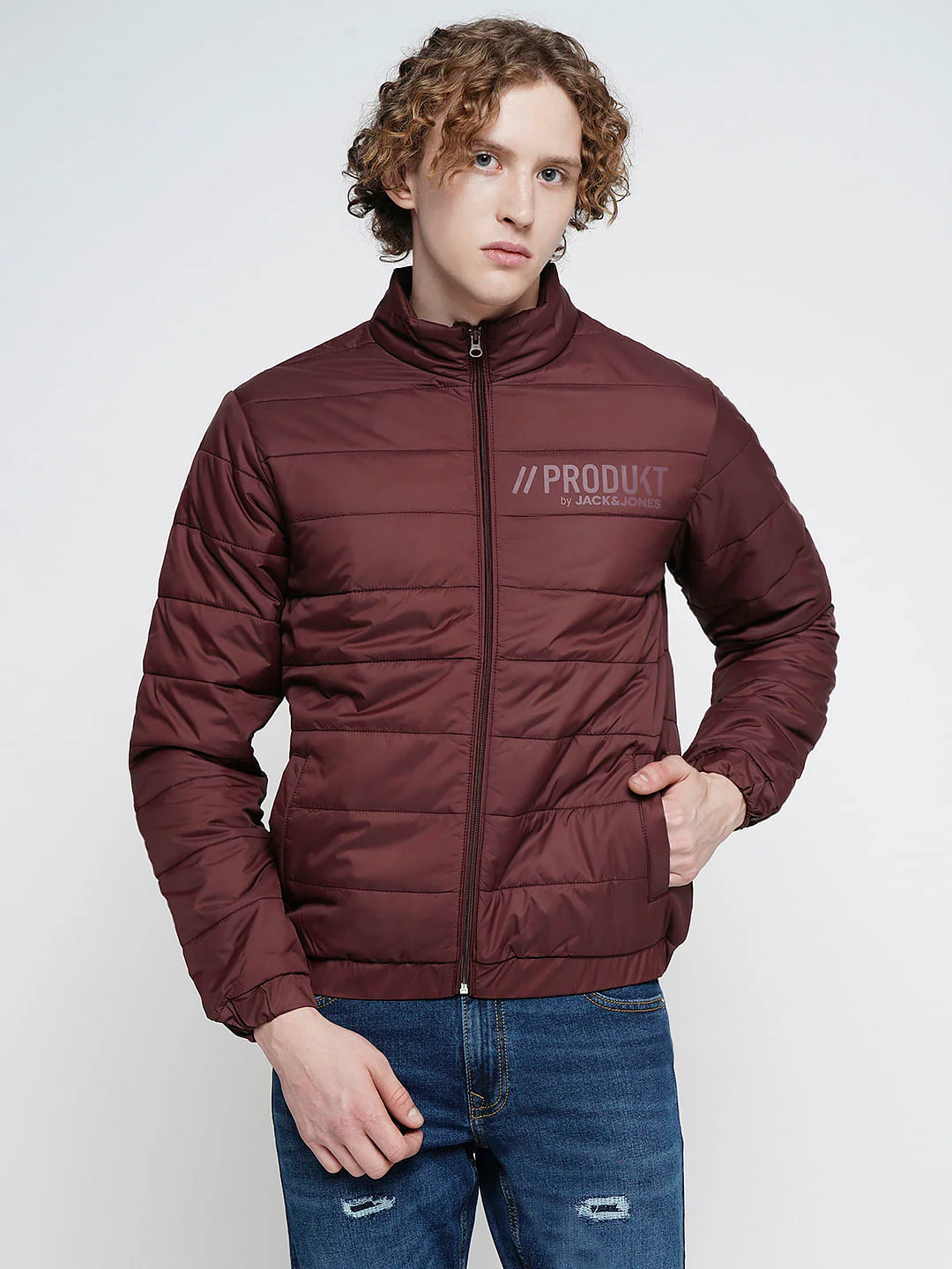 PRODUKT by JACK&JONES Red Logo Print Puffer Jacket - Image 2