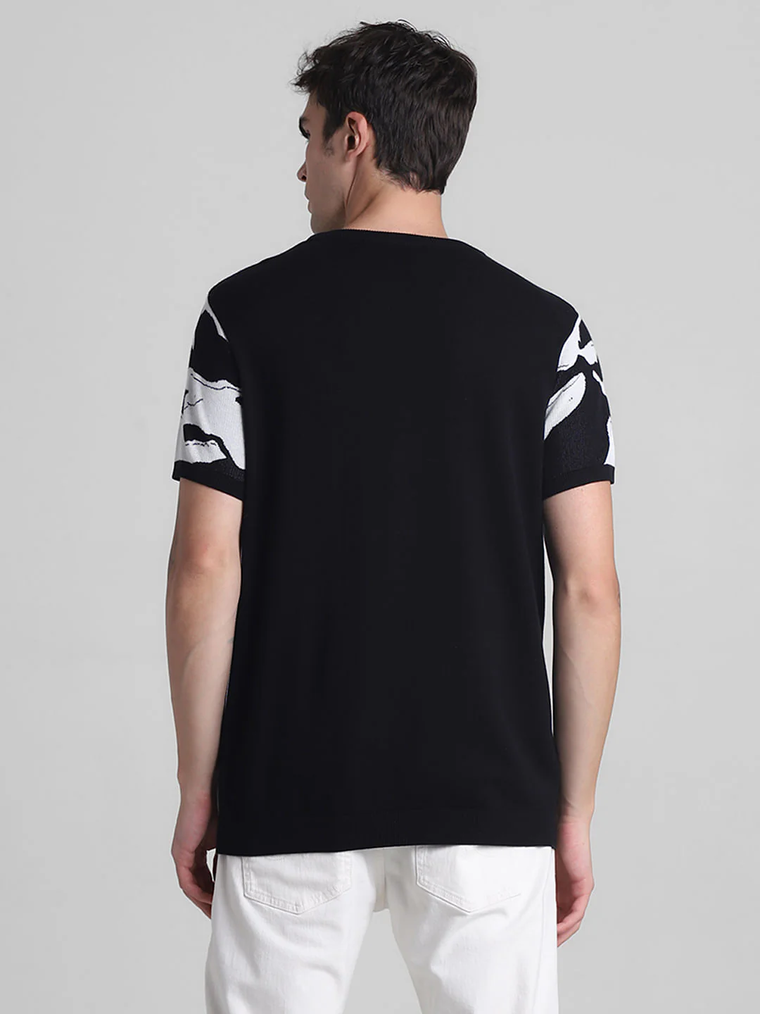 Black Printed Jacquard T-shirt - Image 4