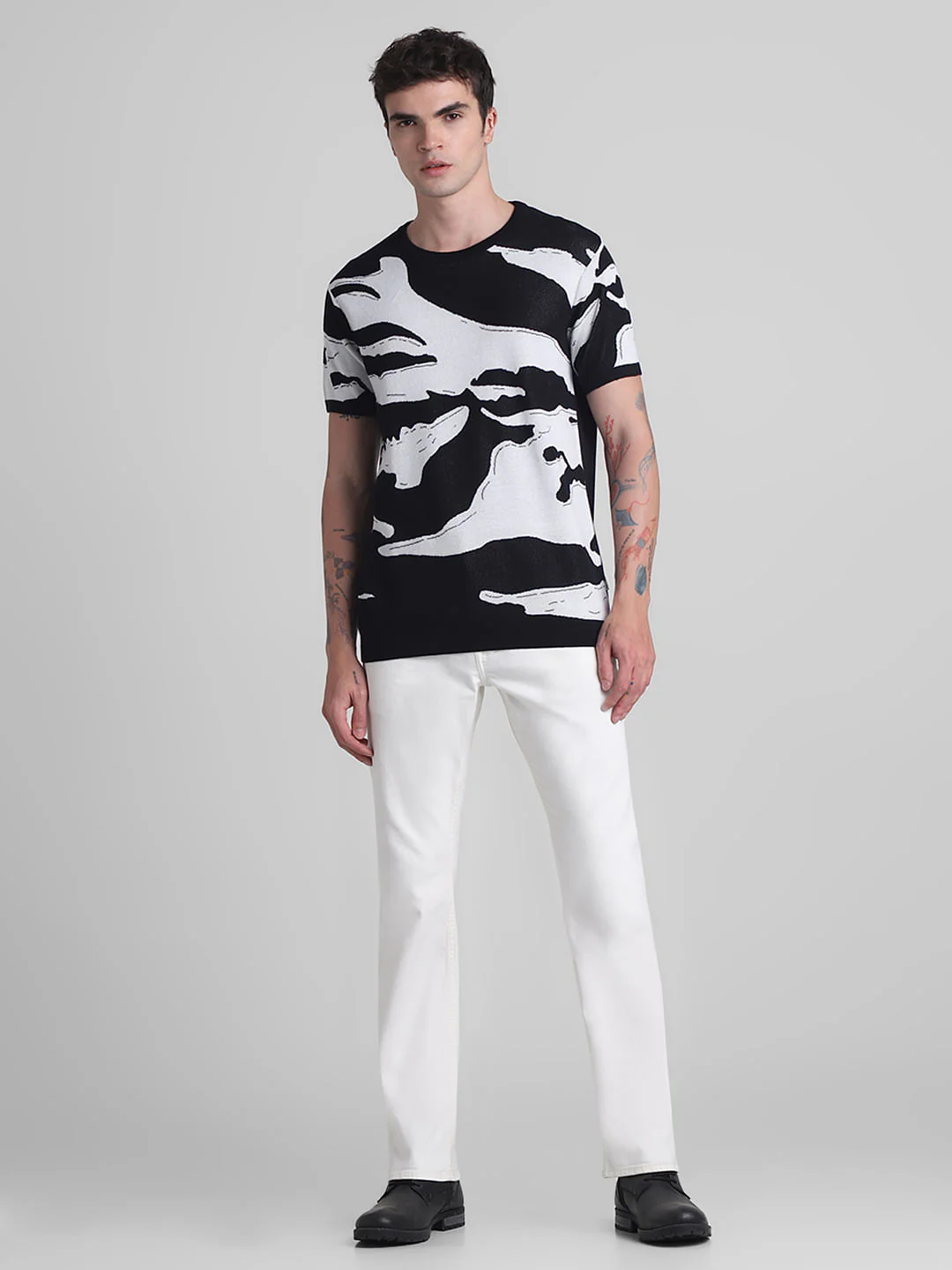 Black Printed Jacquard T-shirt - Image 6