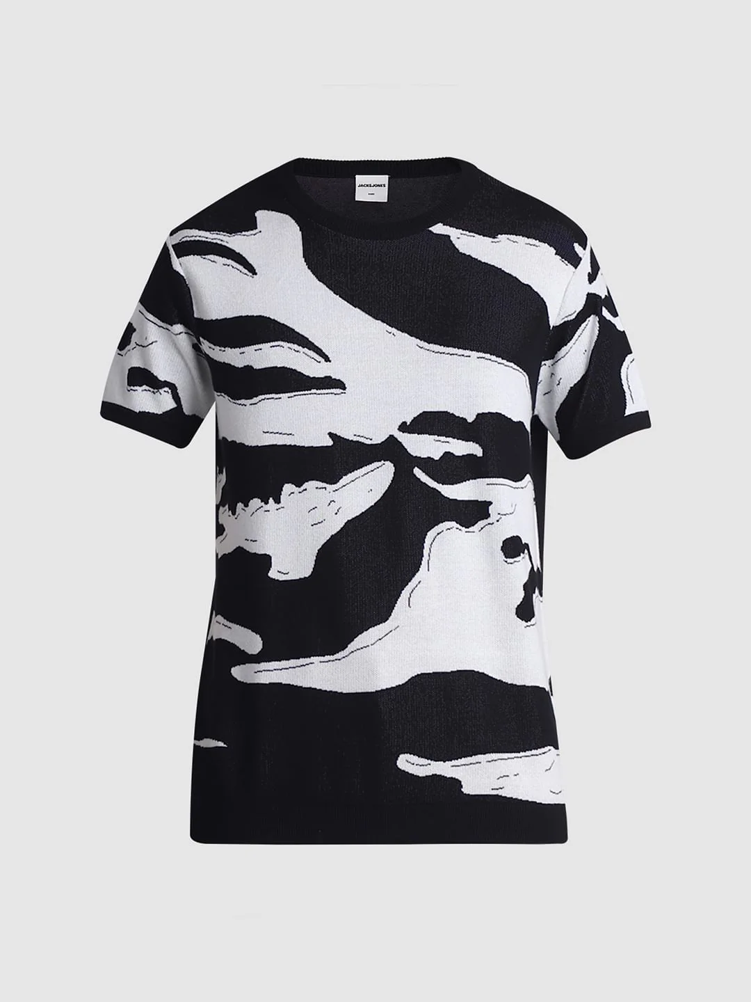 Black Printed Jacquard T-shirt - Image 7