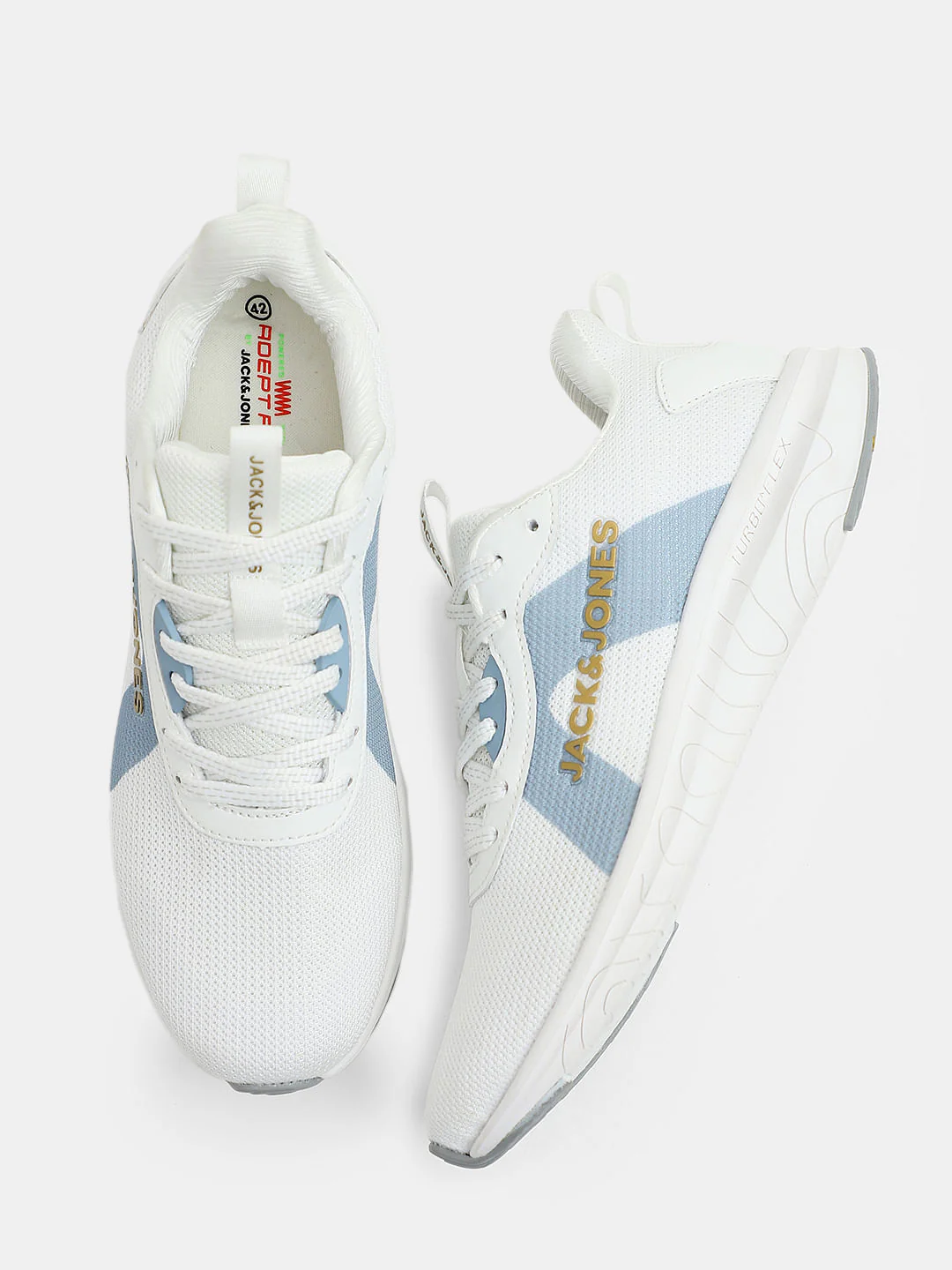 White Colourblocked Knit Sneakers - Image 3