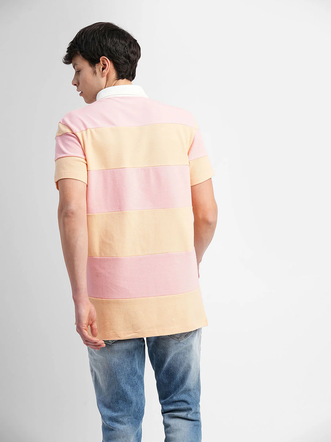Pink Colourblocked Polo Neck T-shirt - Image 4