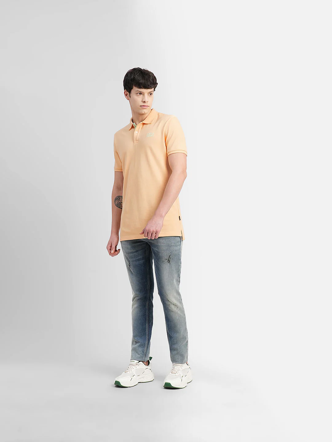 Yellow Logo Print Polo Neck T-shirt - Image 6