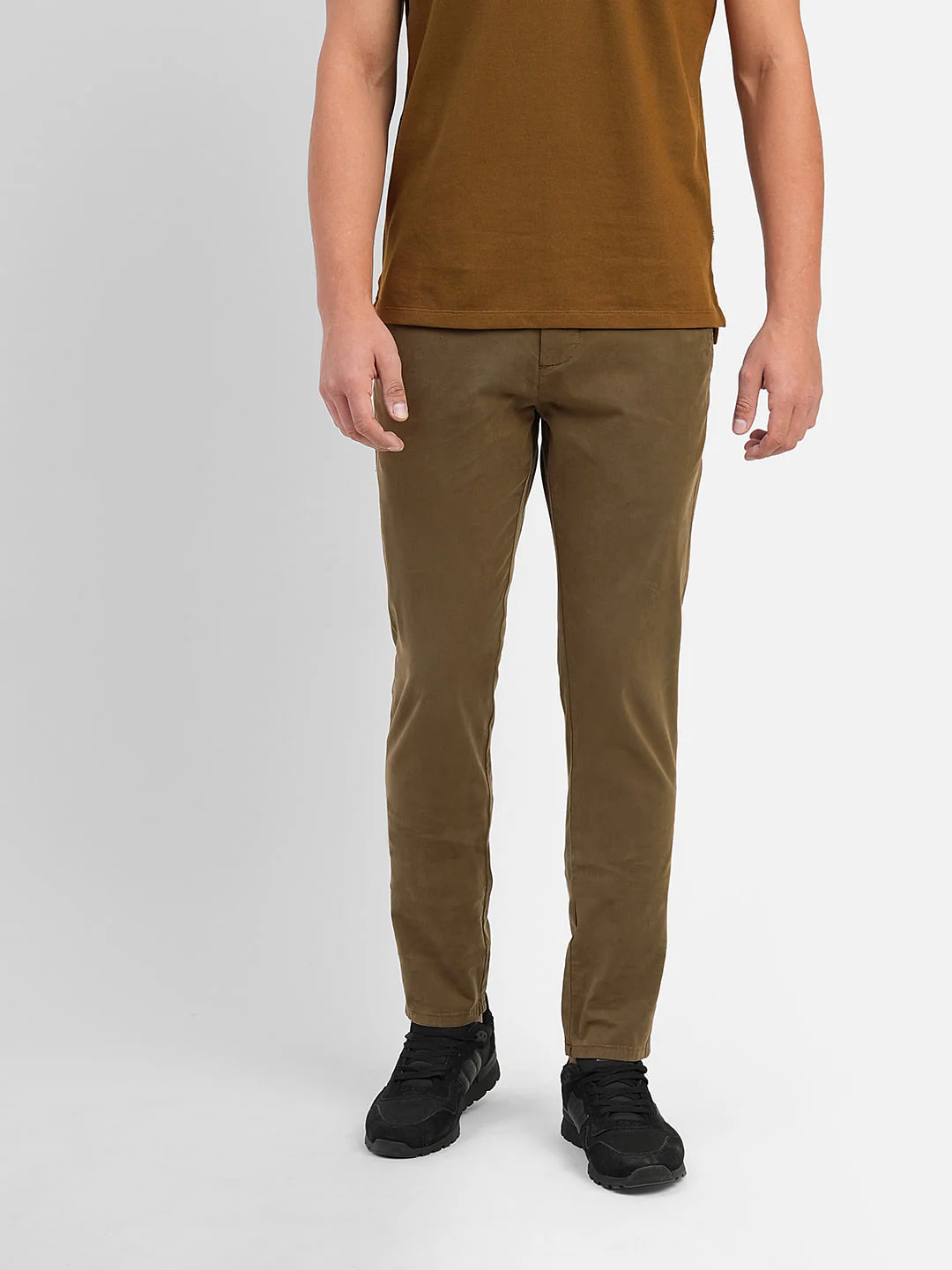Brown Low Rise Slim Fit Chinos - Image 2