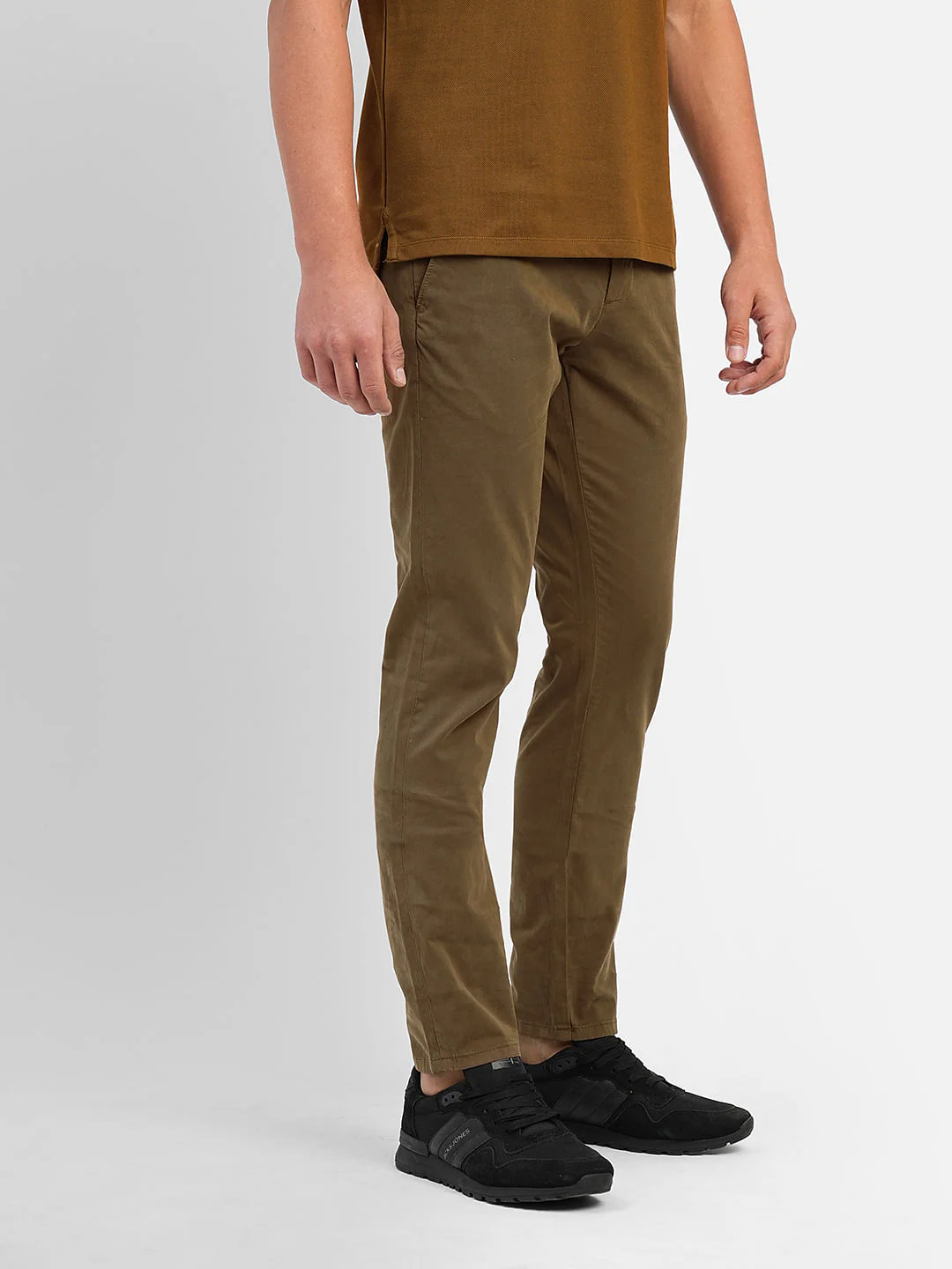 Brown Low Rise Slim Fit Chinos - Image 3