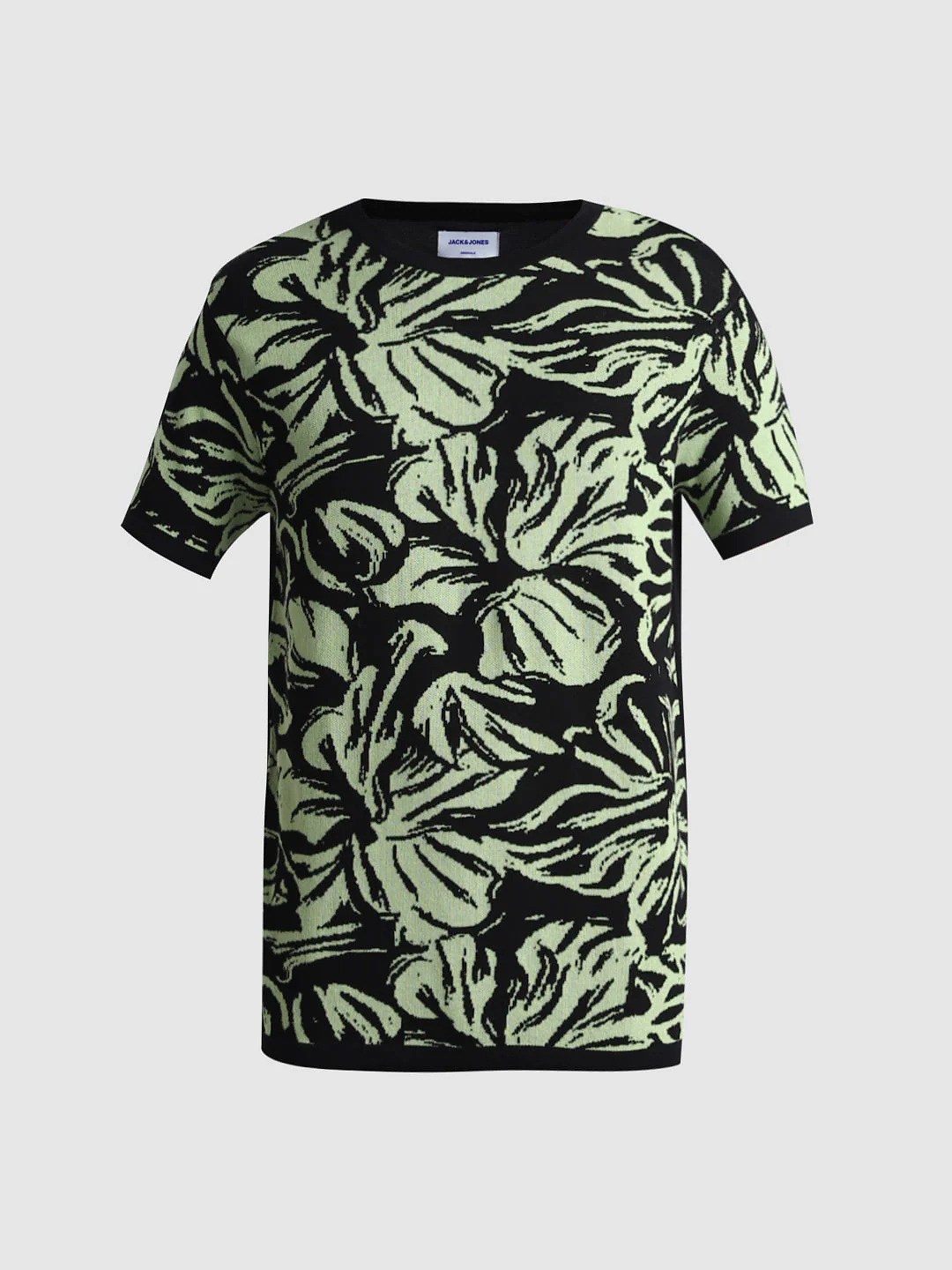 Black Printed Jacquard Knit T-shirt - Image 7