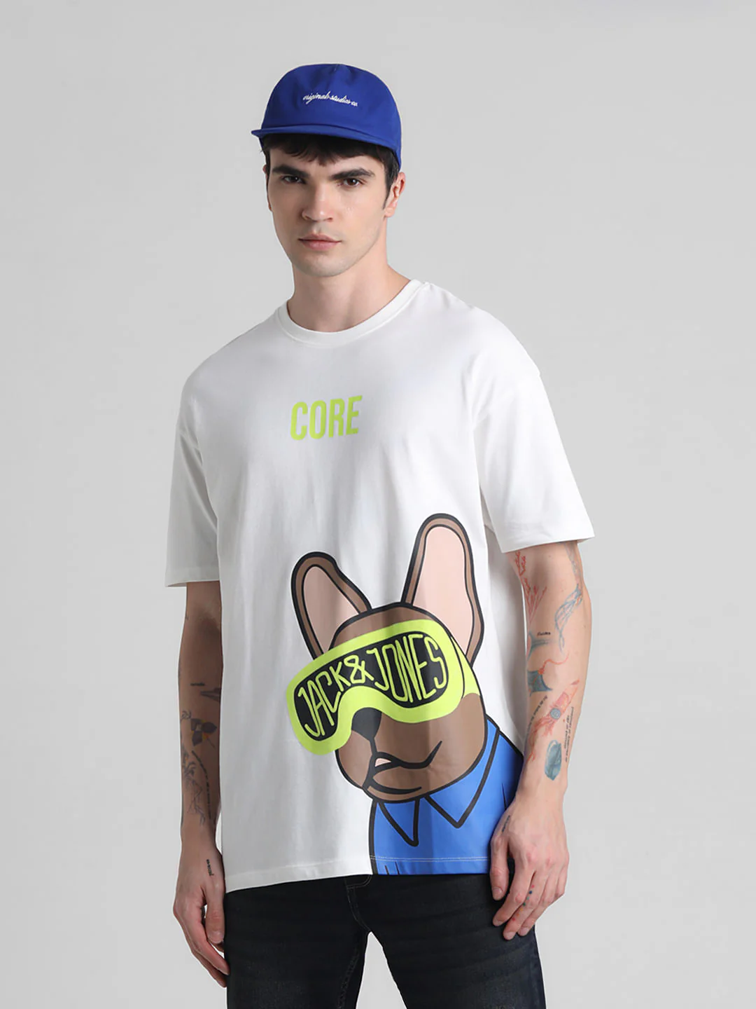 White Doggo Print Oversized T-shirt