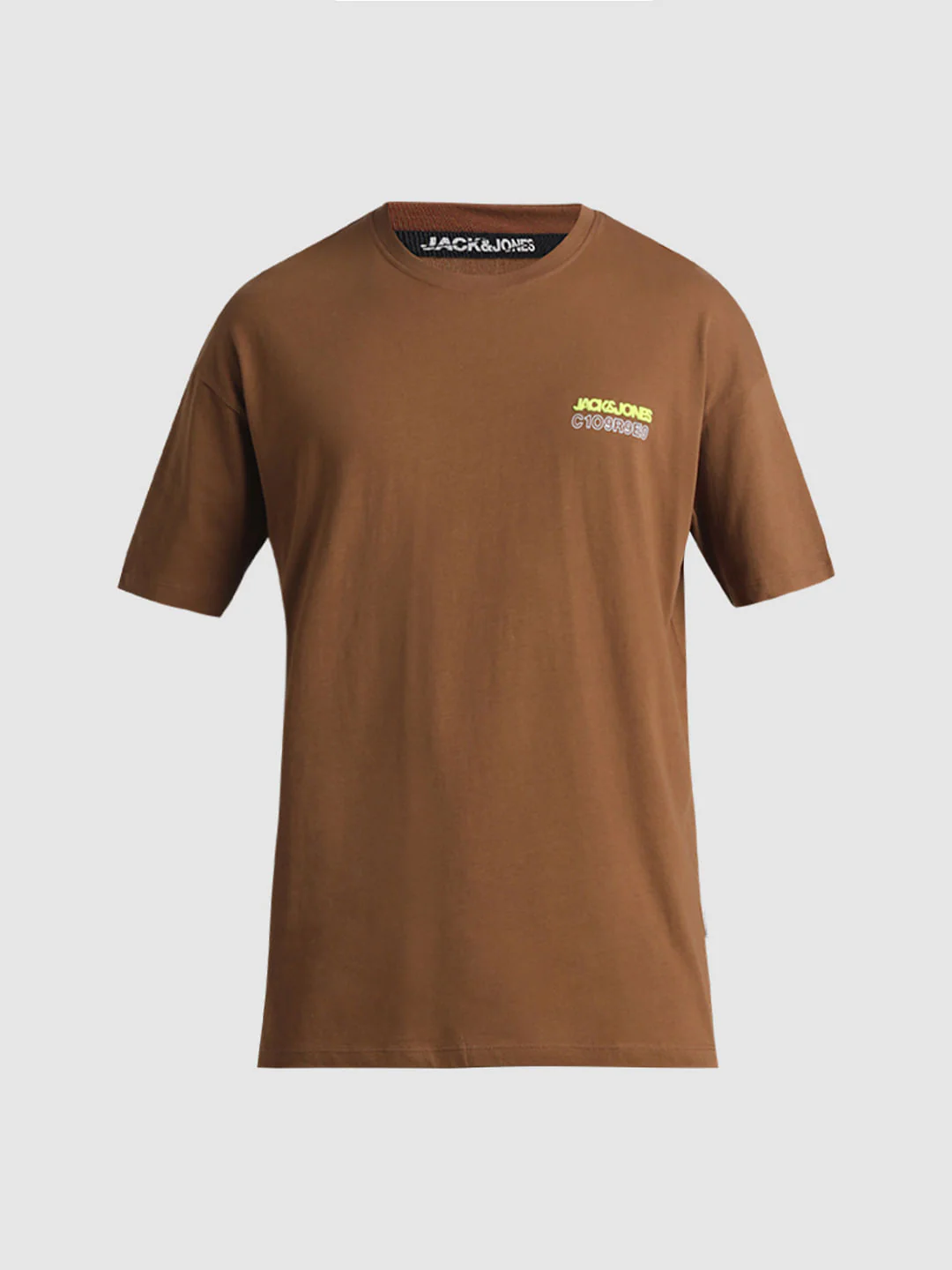 Brown Printed Oversized Crew Neck T-shirt - Image 8