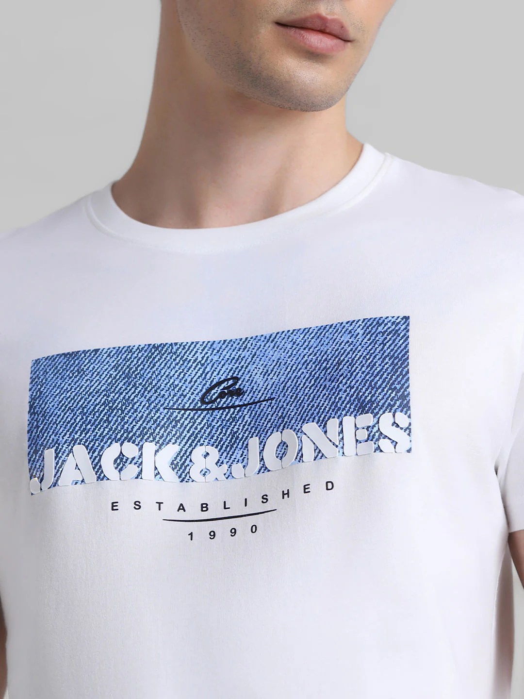 White Logo Print Crew Neck T-shirt - Image 5