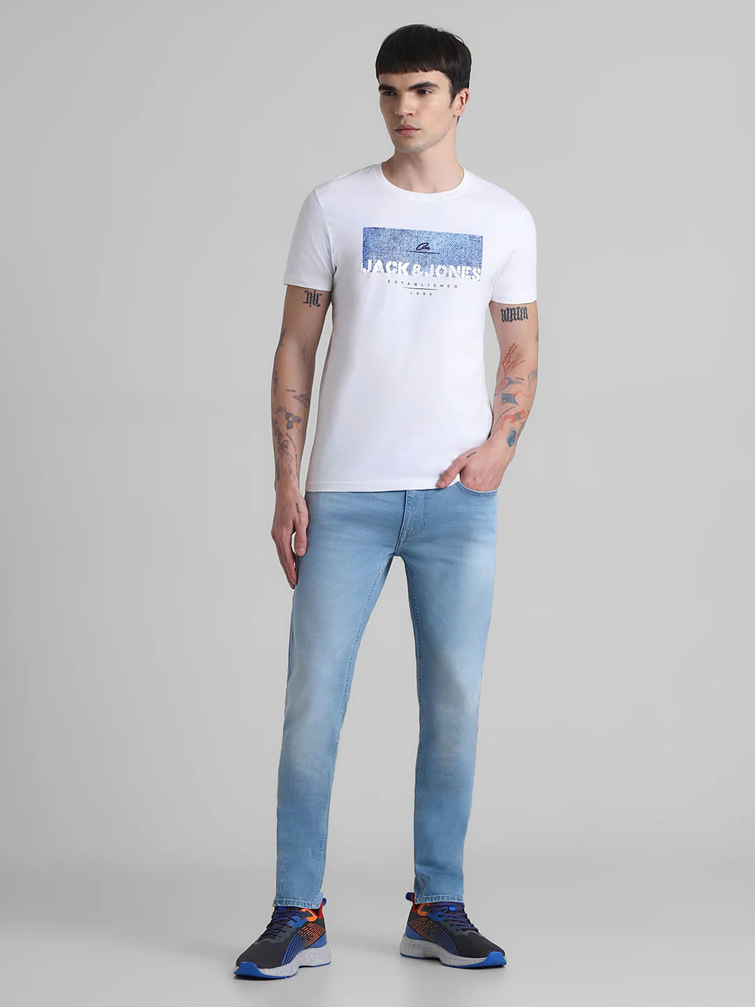 White Logo Print Crew Neck T-shirt - Image 6