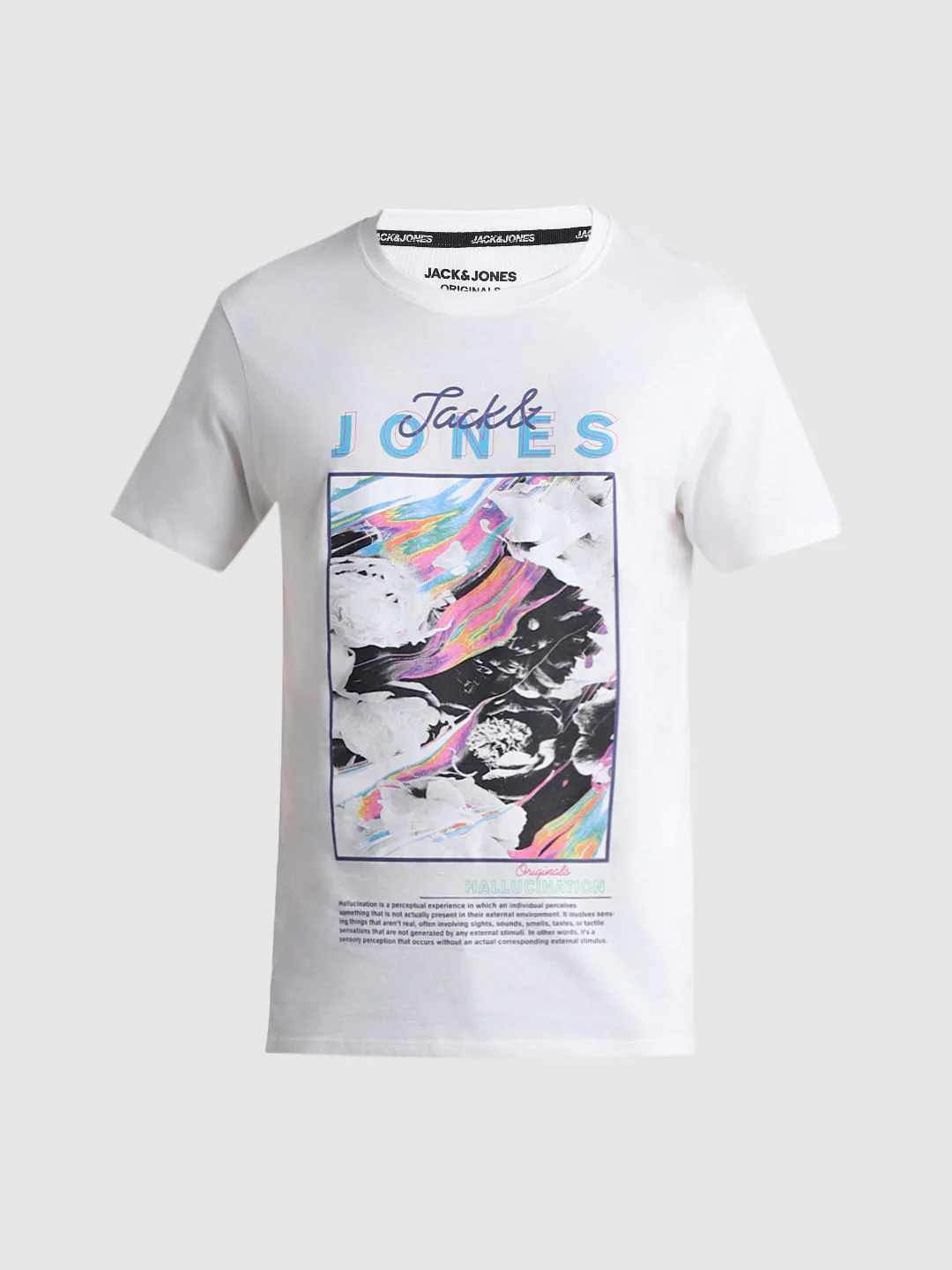 White Printed Crew Neck T-shirt - Image 7