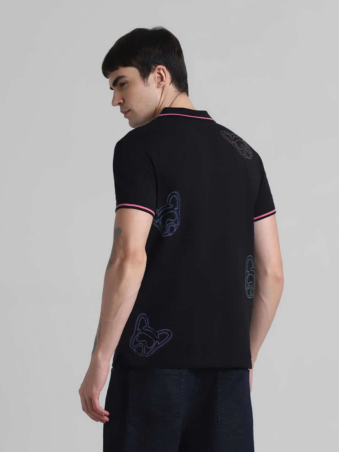 Black Doggo Print Polo T-shirt - Image 4