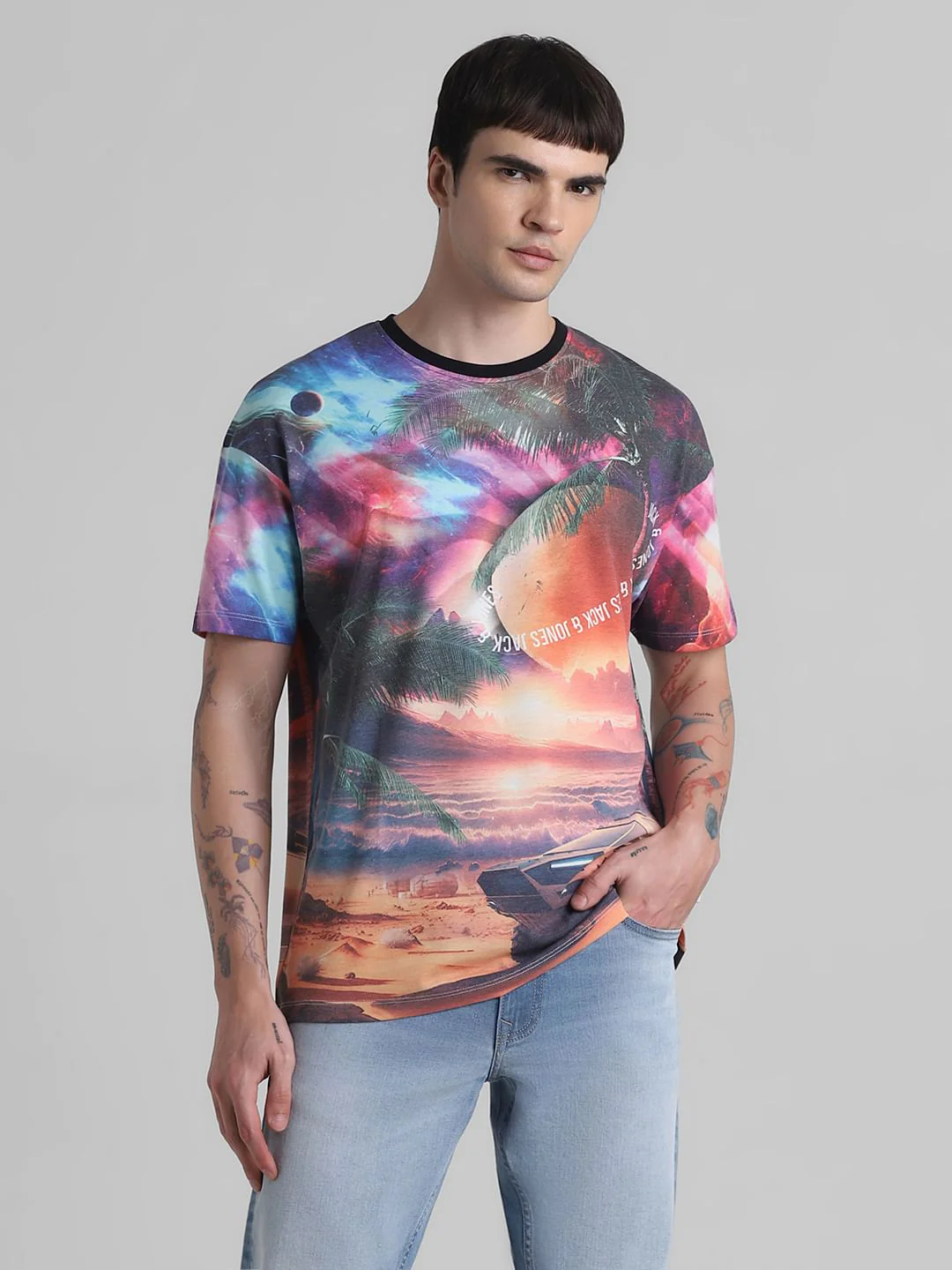 Multi-Colour Printed Oversized T-shirt - Image 2