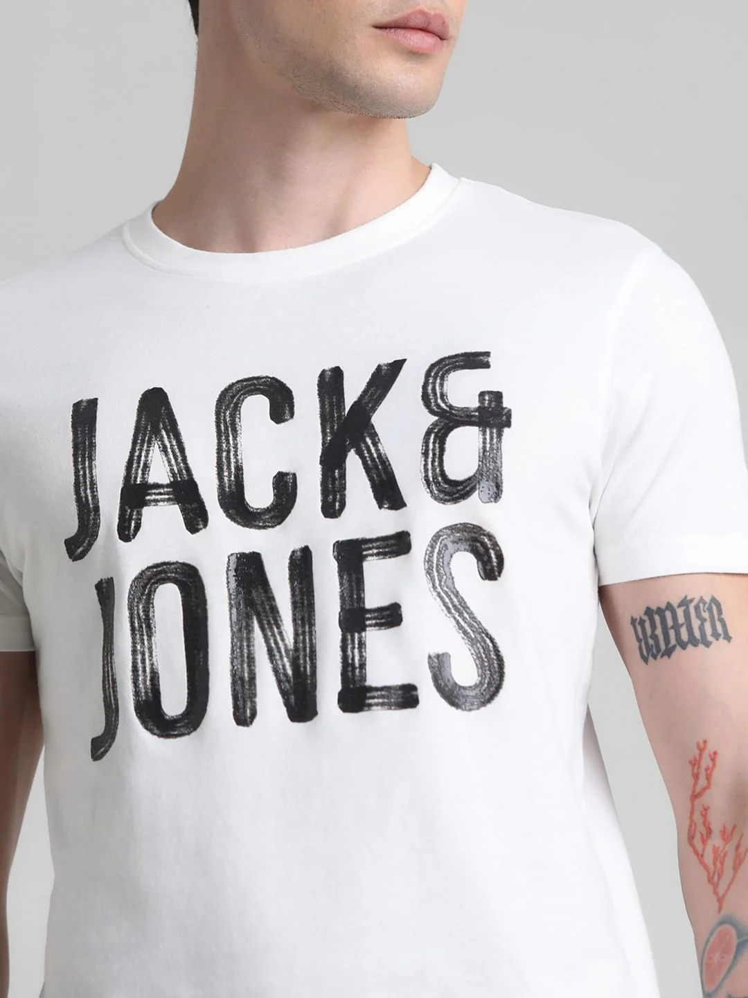 White Logo Print Crew Neck T-shirt - Image 5