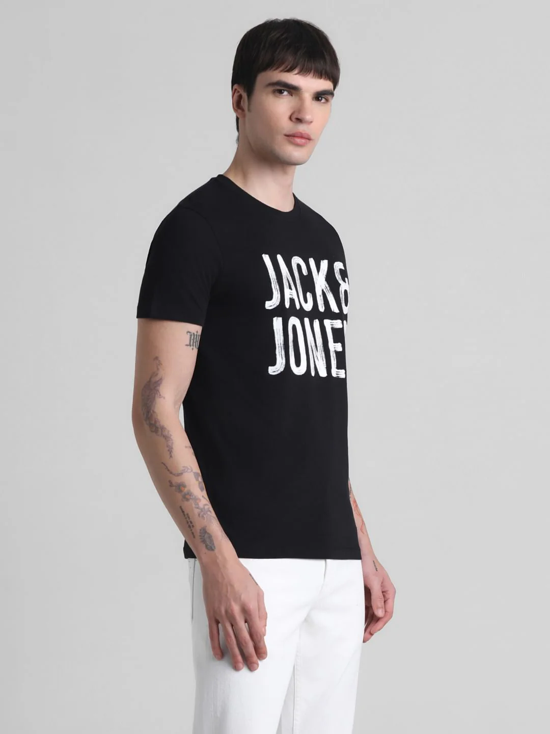Black Logo Print Crew Neck T-shirt - Image 3