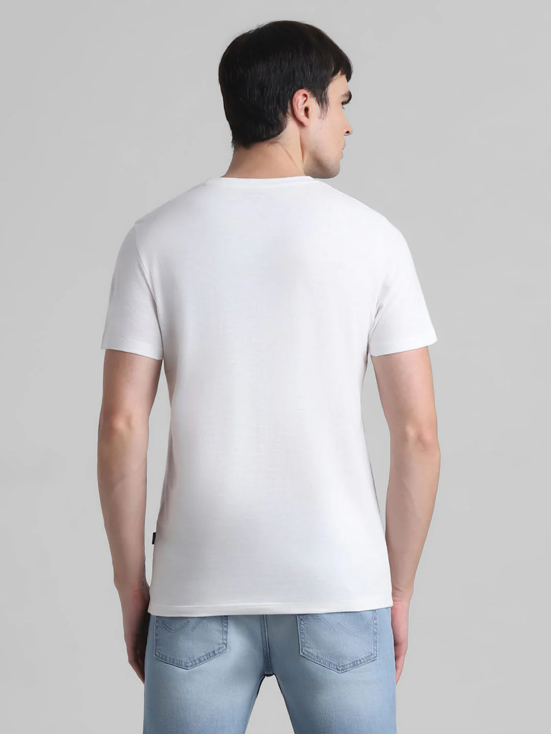 White Printed Crew Neck T-shirt - Image 4