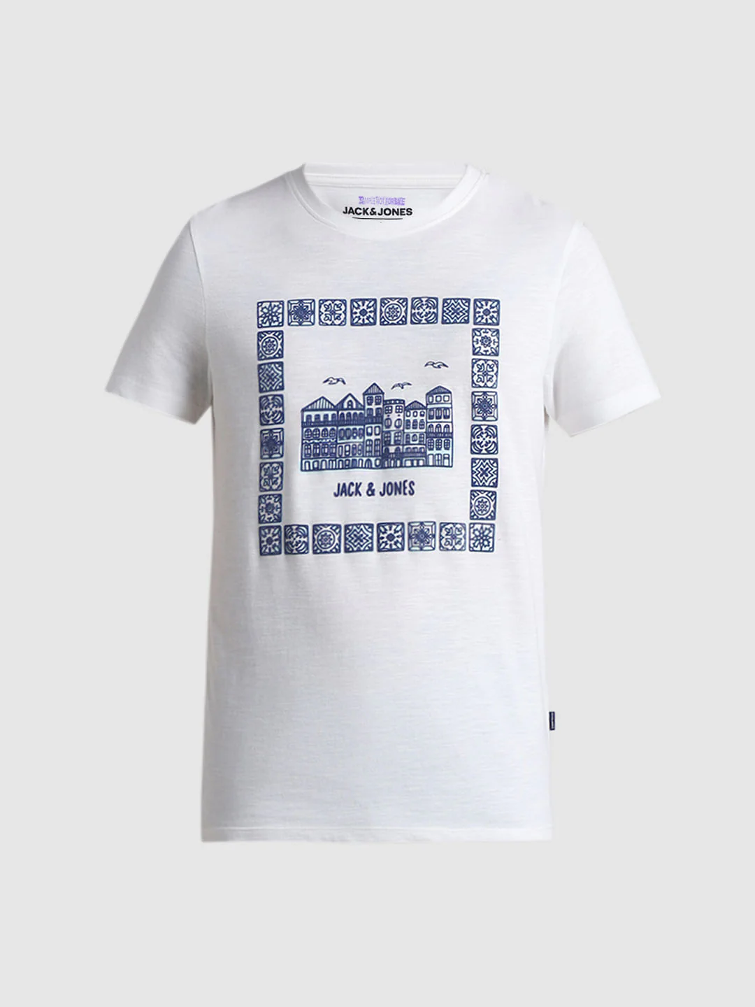 White Printed Crew Neck T-shirt - Image 7