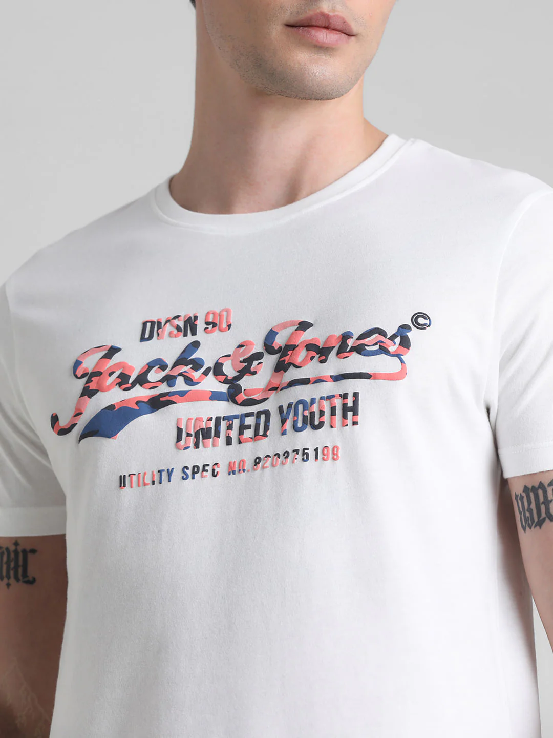 White Logo Print Crew Neck T-shirt - Image 5