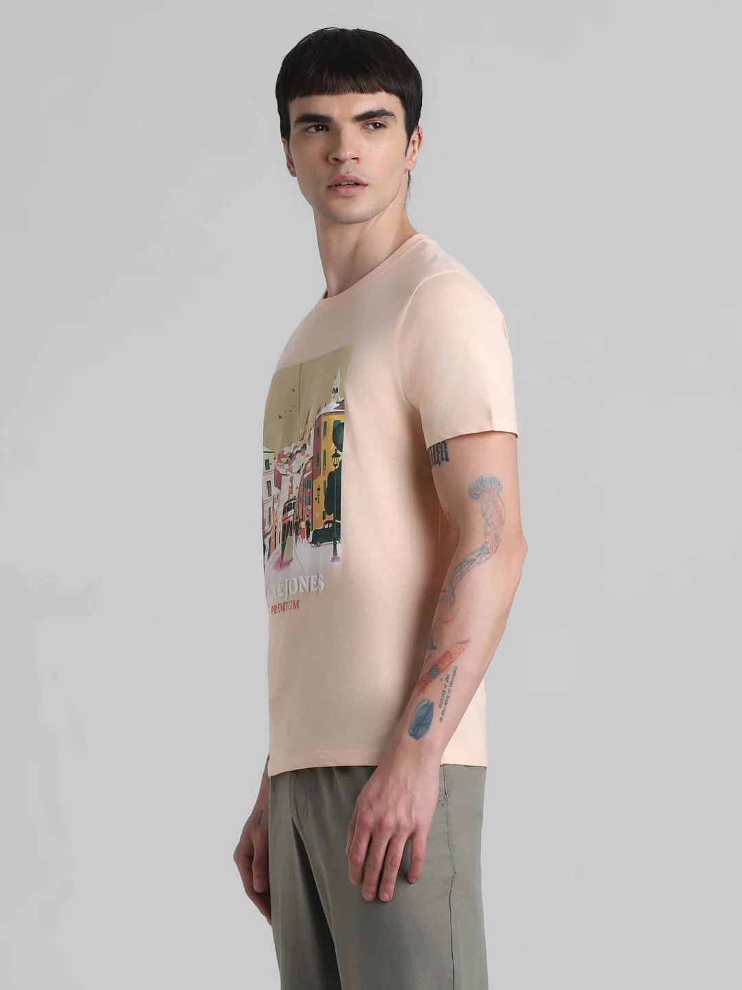 Peach Cityscape Print T-shirt - Image 3
