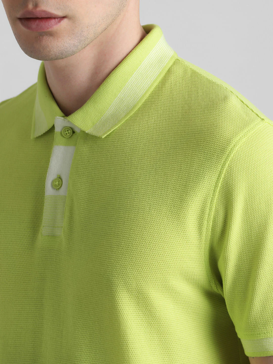 Lime Green Cotton Polo T-shirt - Image 5