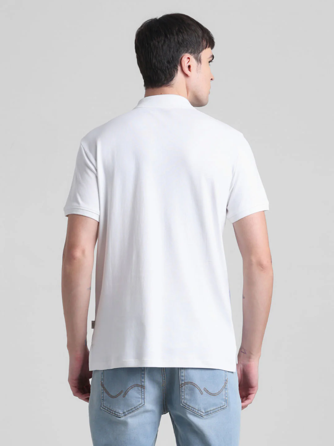 White Greece Print Polo T-shirt - Image 4