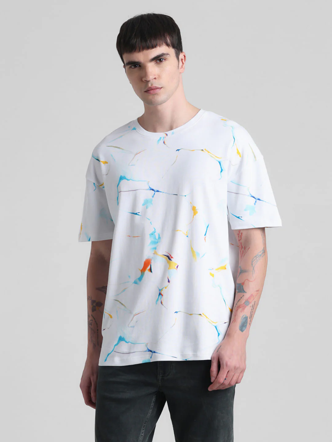 White Smudge Paint Oversized T-shirt - Image 2
