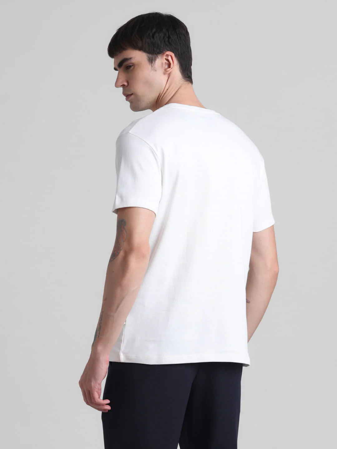 White Logo Print Crew Neck T-shirt - Image 4
