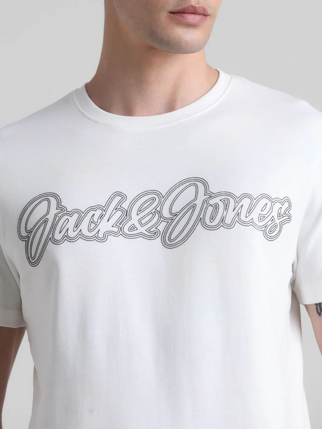White Logo Print Crew Neck T-shirt - Image 5