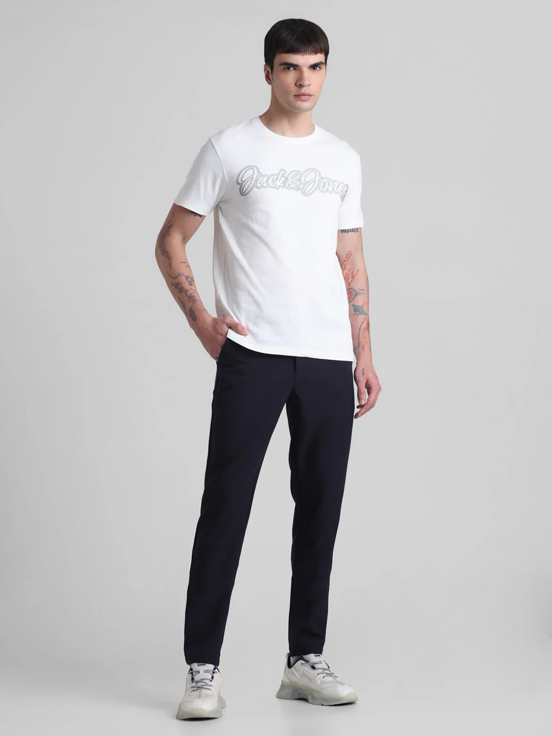 White Logo Print Crew Neck T-shirt - Image 6