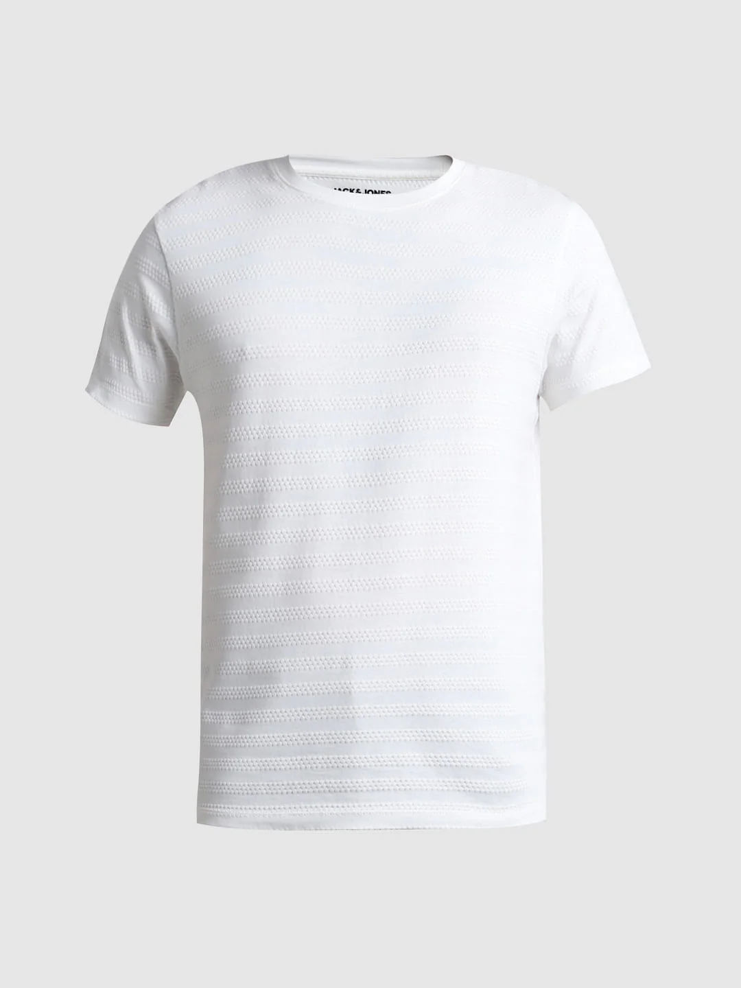 White Jacquard Crew Neck T-shirt - Image 7