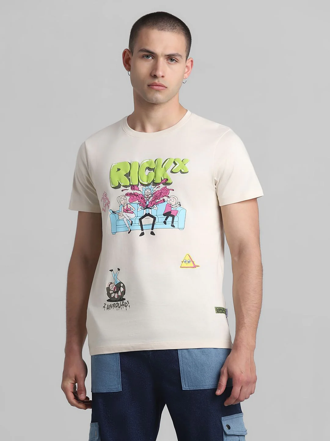 RICK & MORTY Cream Graphic Print T-shirt - Image 2